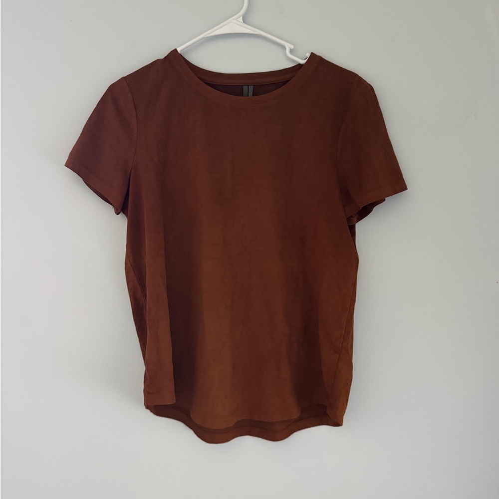 Anthropologie Chestnut Suede Short Sleeve Tee